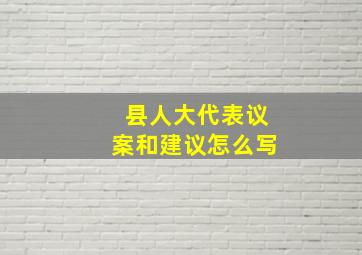 县人大代表议案和建议怎么写