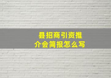 县招商引资推介会简报怎么写