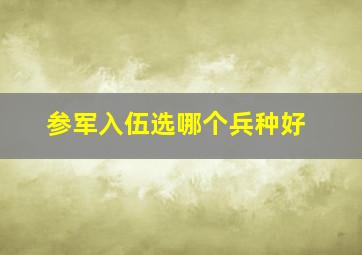 参军入伍选哪个兵种好