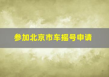 参加北京市车摇号申请