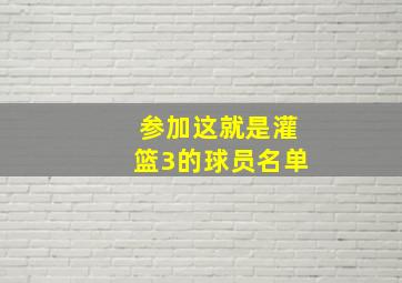 参加这就是灌篮3的球员名单