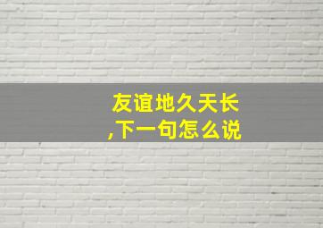 友谊地久天长,下一句怎么说