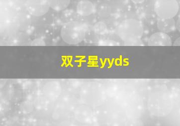 双子星yyds