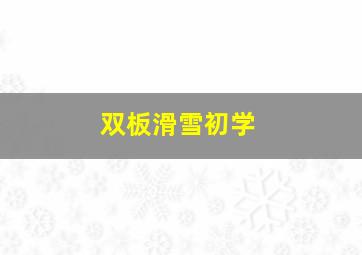 双板滑雪初学