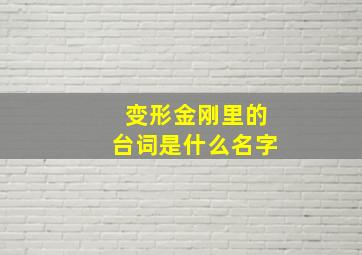 变形金刚里的台词是什么名字