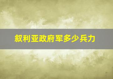 叙利亚政府军多少兵力