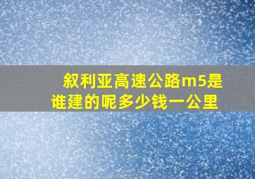 叙利亚高速公路m5是谁建的呢多少钱一公里