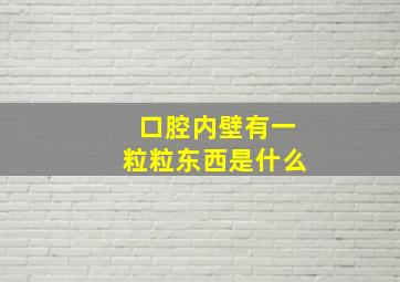 口腔内壁有一粒粒东西是什么