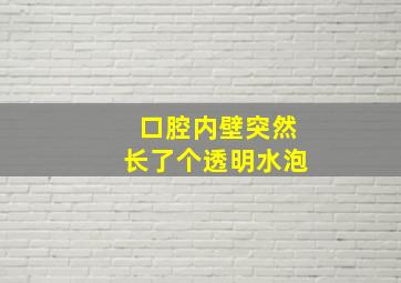 口腔内壁突然长了个透明水泡