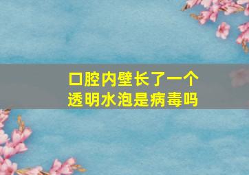 口腔内壁长了一个透明水泡是病毒吗