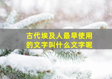 古代埃及人最早使用的文字叫什么文字呢