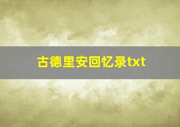 古德里安回忆录txt