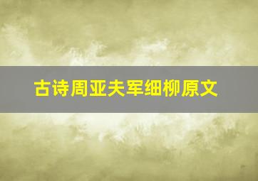 古诗周亚夫军细柳原文