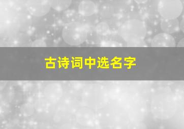 古诗词中选名字