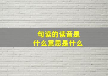 句读的读音是什么意思是什么