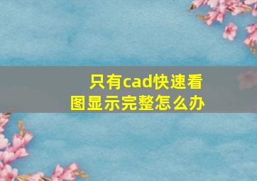 只有cad快速看图显示完整怎么办