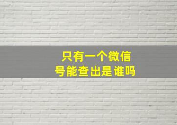 只有一个微信号能查出是谁吗