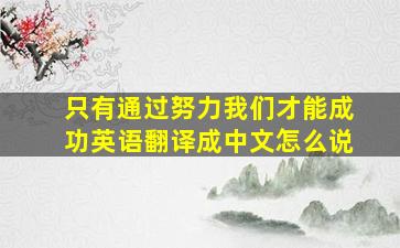 只有通过努力我们才能成功英语翻译成中文怎么说