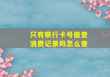 只有银行卡号能查消费记录吗怎么查