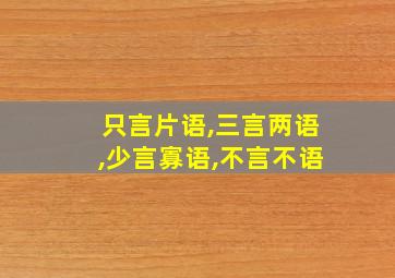 只言片语,三言两语,少言寡语,不言不语