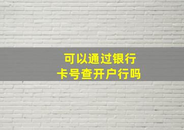 可以通过银行卡号查开户行吗