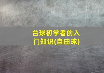 台球初学者的入门知识(自由球)