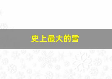 史上最大的雪