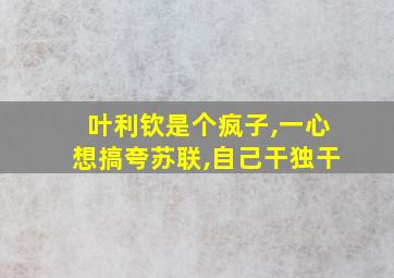 叶利钦是个疯子,一心想搞夸苏联,自己干独干