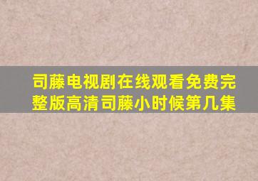 司藤电视剧在线观看免费完整版高清司藤小时候第几集