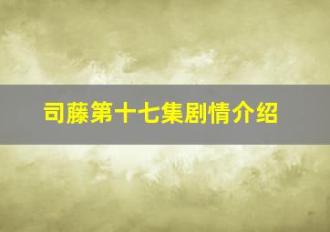 司藤第十七集剧情介绍