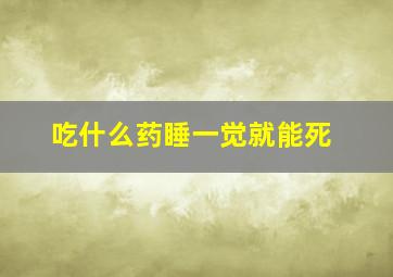 吃什么药睡一觉就能死