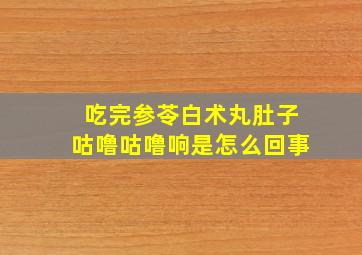 吃完参苓白术丸肚子咕噜咕噜响是怎么回事