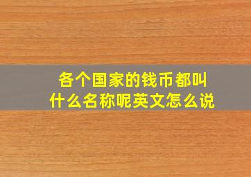 各个国家的钱币都叫什么名称呢英文怎么说