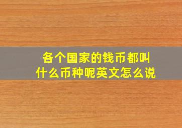 各个国家的钱币都叫什么币种呢英文怎么说