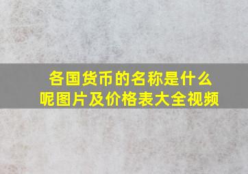 各国货币的名称是什么呢图片及价格表大全视频