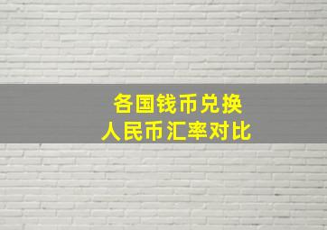 各国钱币兑换人民币汇率对比