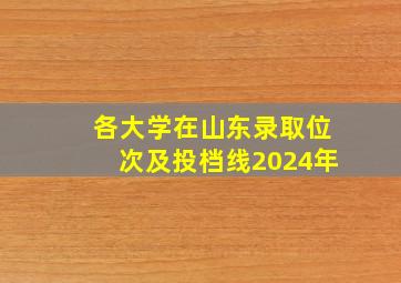 各大学在山东录取位次及投档线2024年