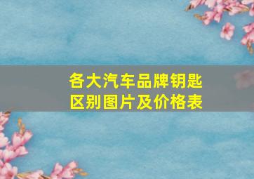 各大汽车品牌钥匙区别图片及价格表