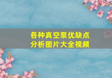 各种真空泵优缺点分析图片大全视频