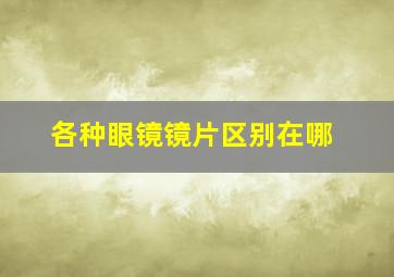 各种眼镜镜片区别在哪