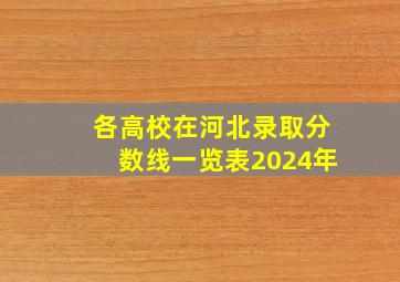 各高校在河北录取分数线一览表2024年