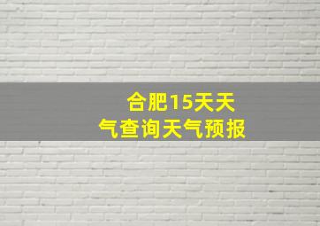 合肥15天天气查询天气预报