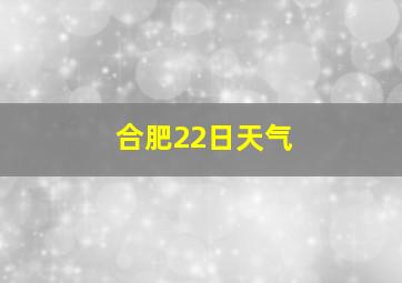 合肥22日天气