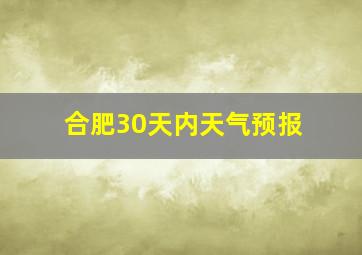 合肥30天内天气预报