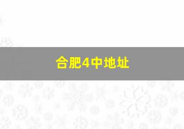 合肥4中地址