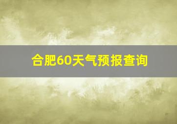 合肥60天气预报查询