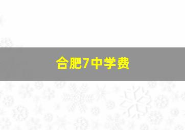 合肥7中学费