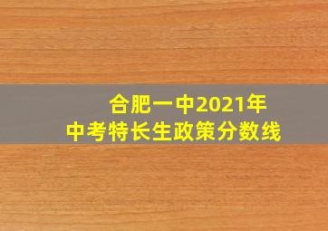 合肥一中2021年中考特长生政策分数线