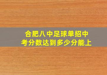 合肥八中足球单招中考分数达到多少分能上