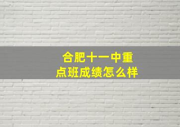 合肥十一中重点班成绩怎么样